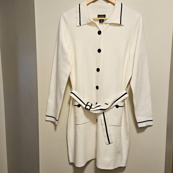 Nicole Miller New York Women's Button Front Belted Mini Sweater Dress Size M. - Picture 5 of 16